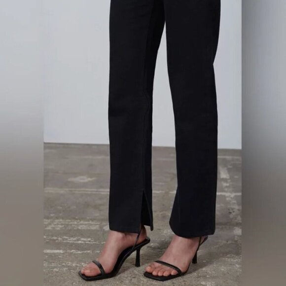 Zara Women Jeans 6 Black The 90’s Slim with Split Hem High Rise Western Grunge - Picture 4 of 10